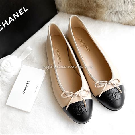 quilted ballet flats chanel|chanel flats beige and black.